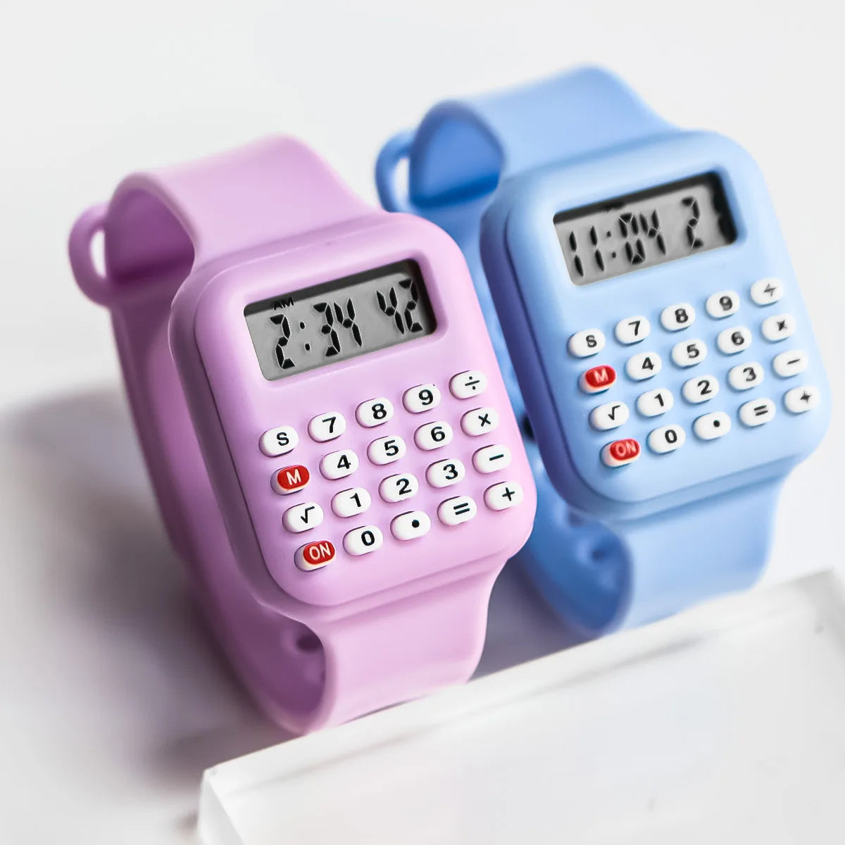 Kids Digital Calculator Watch – 2025 Rubber Strap with Time & Date Display for Girls & Students