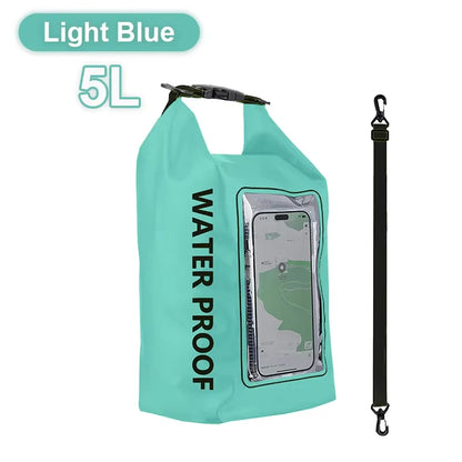 PVC Waterproof Dry Bag 2L - Touch Screen Phone Pouch for Swimming Rafting Surfing Boating - Shoulder Bag