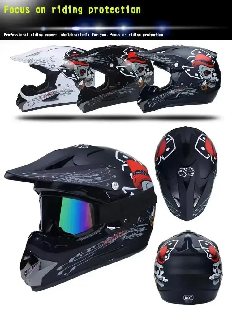 Youth Motocross Full Face Helmet - Kids Off-Road Safety Helmet with DOT Protection