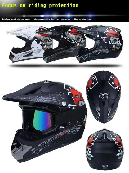 Youth Motocross Full Face Helmet - Kids Off-Road Safety Helmet with DOT Protection