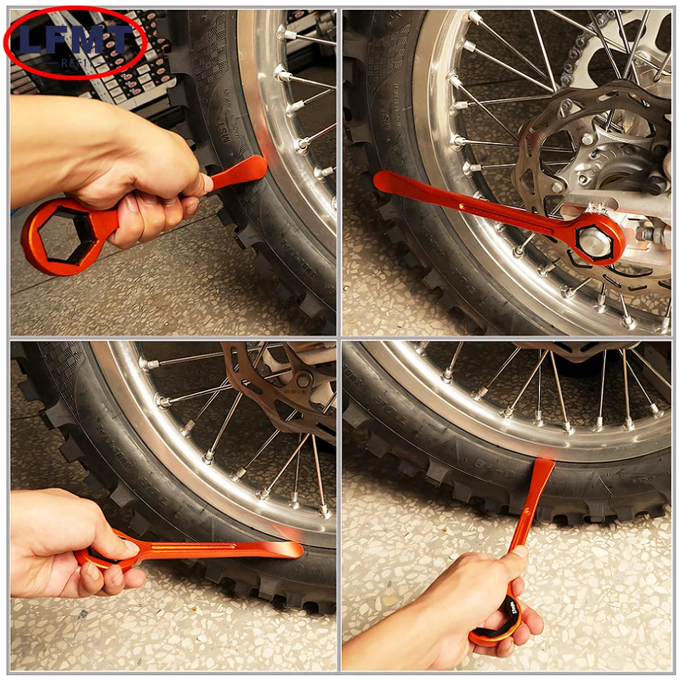 Universal CNC Tire Lever Tool & Axle Wrench - Motocross Tire Change Spoon for KTM Husqvarna Honda Yamaha Kawasaki Suzuki SHERCO Beta