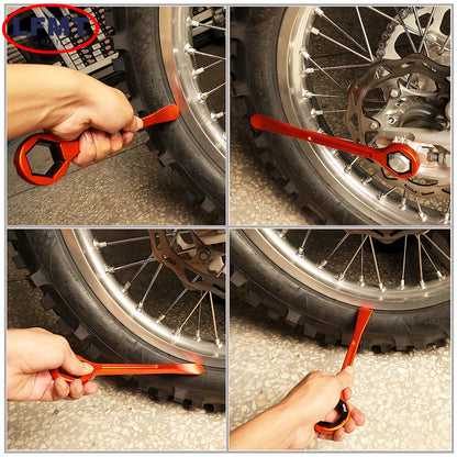 Universal CNC Tire Lever Tool & Axle Wrench - Motocross Tire Change Spoon for KTM Husqvarna Honda Yamaha Kawasaki Suzuki SHERCO Beta