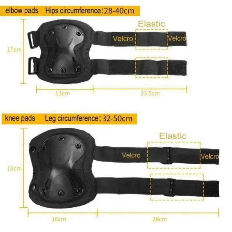 4-Piece Tactical Protective Gear Set - Knee & Elbow Pads for Outdoor Sports, Cycling, Mountaineering & Hiking