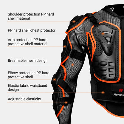 Men's Full Body Armor Motorcycle Jacket - Motocross Enduro Racing Protection Equipment (S-4XL)