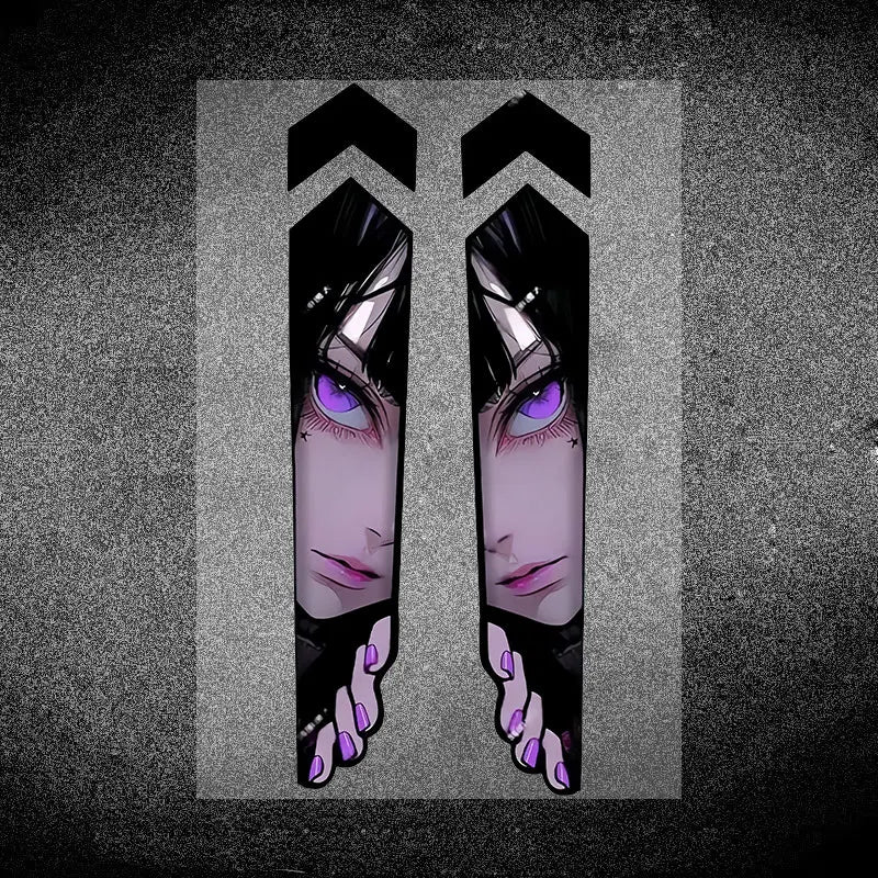 Anime Girl Peeking Decals - Waterproof Vinyl Stickers for Motorcycle Front Fork Suspension (1 Pair) - JDM Motorbike Decoration