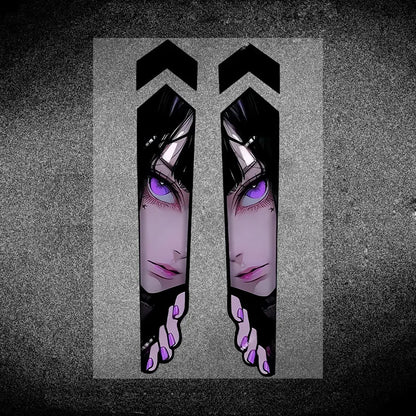 Anime Girl Peeking Decals - Waterproof Vinyl Stickers for Motorcycle Front Fork Suspension (1 Pair) - JDM Motorbike Decoration