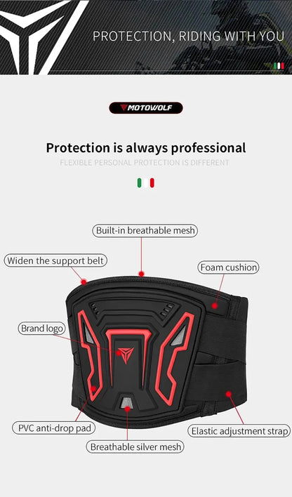 Professional Motorcycle Waist Protector - Adjustable Breathable Motocross Cycling Guard Belt