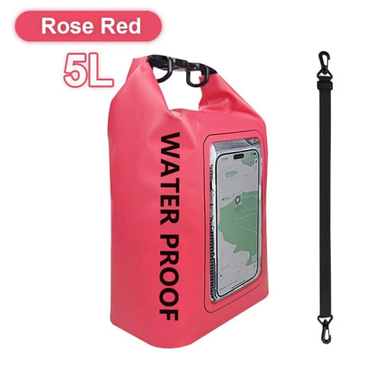 PVC Waterproof Dry Bag 2L - Touch Screen Phone Pouch for Swimming Rafting Surfing Boating - Shoulder Bag