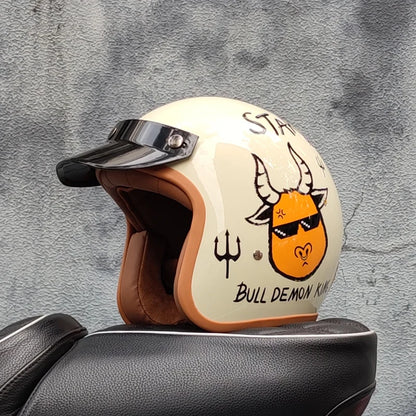 Retro 3/4 Open-Face Motorcycle Helmet - Semi-Open Cross-Country Winter Riding Helmet