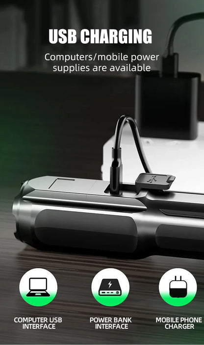 LED Camping Torch Flashlight - High Power Rechargeable USB Spotlight