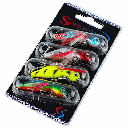 Fishing Bait Set 4PCS Wobbler Anti-Corrosion Hook Bass Lure for Sea Carp Fishing Tackles