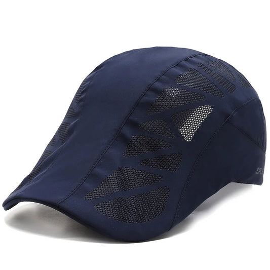 Men's Quick-Dry Mesh Golf Cap - Breathable Flat Visor Sun Hat for Outdoor Sports