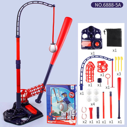 3-in-1 Kids Baseball Training Set - Batting Tee, Stand & Pitching Machine with 4 Softballs & Bat (Ages 3-8)