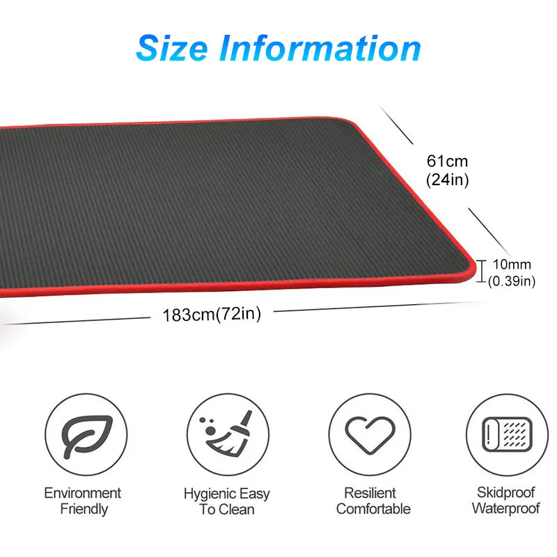 Extra Thick 10MM NBR Yoga Mat - 183cm x 61cm Non-Slip Exercise Mat for Pilates & Gym Workouts with Carrying Strap