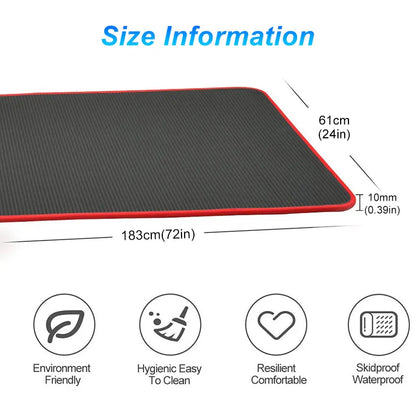 Extra Thick 10MM NBR Yoga Mat - 183cm x 61cm Non-Slip Exercise Mat for Pilates & Gym Workouts with Carrying Strap