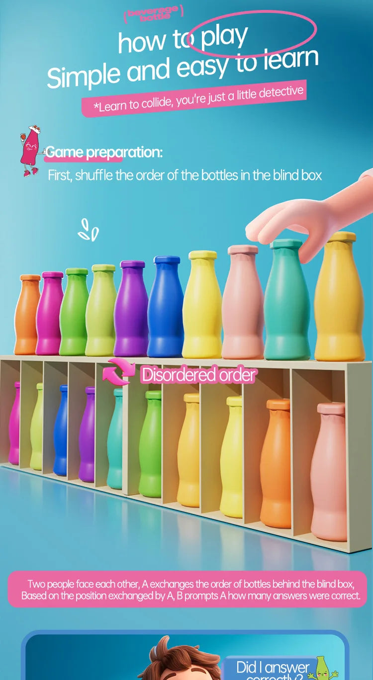 Children's Beverage Color Matching Memory Game - Interactive Board Puzzle Toy