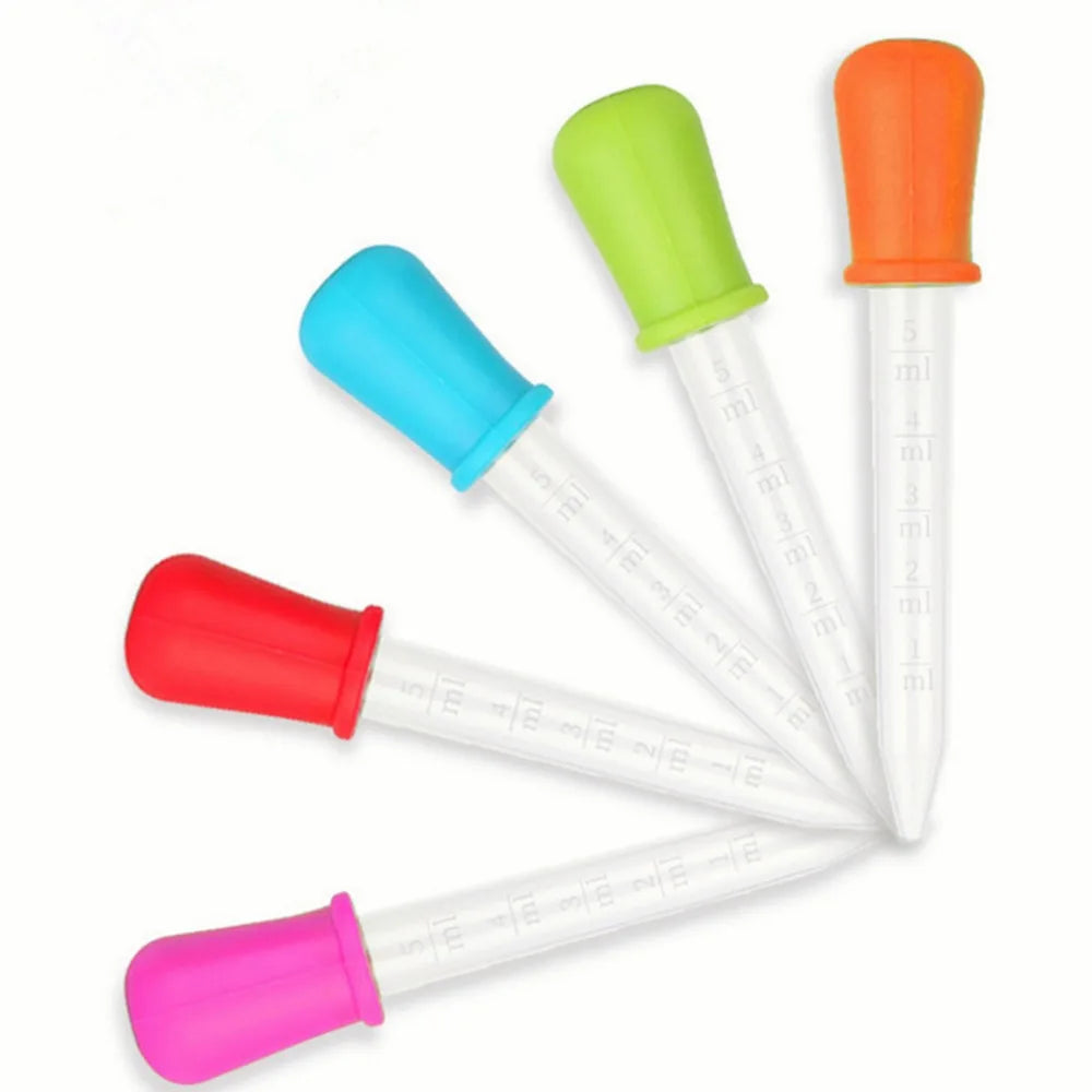 5-Pack 5ml Silicone Pipette Droppers - Multi-Purpose for Medicine, Lab, Eye & Ear Care