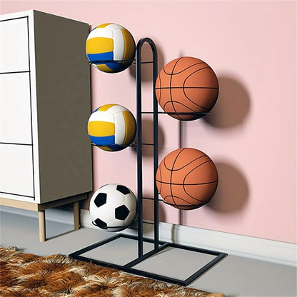 Carbon Steel Basketball Storage Rack - Multi-Layer Ball Organizer Stand for Basketball, Football, Volleyball (Home & School)