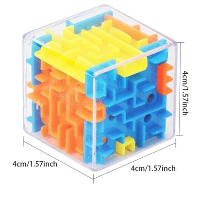 Mini 3D Maze Puzzle Cube - 4cm Six-Sided Transparent Speed Cube with Rolling Ball, Brain Teaser Toy & Stress Reliever for Kids