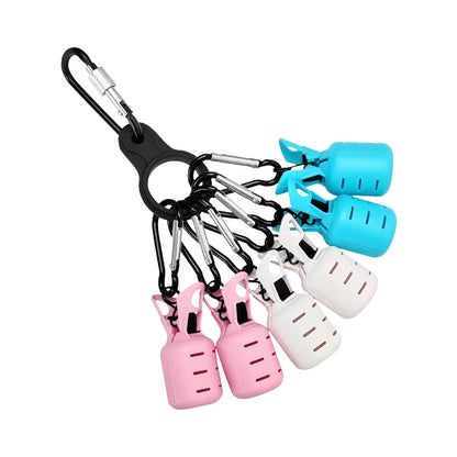 Squid Jig Bait Protector Kit - 6pcs Webfoot Octopus Egi Hook Covers with Carabiner for Cuttlefish Umbrella Lure Fishing Tackle