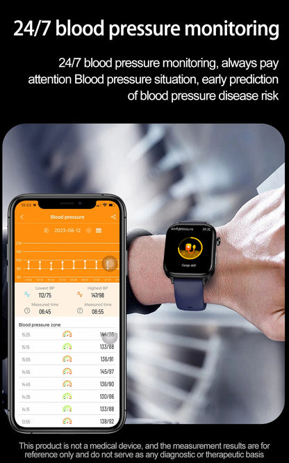 Advanced Health Monitoring Smart Watch - ECG+PPG, Blood Pressure, Heart Rate, 1.96" AMOLED Display, 100+ Sports Modes (Men & Women)