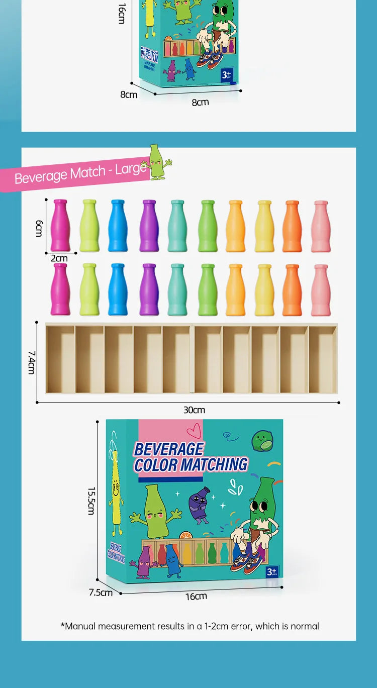 Children's Beverage Color Matching Memory Game - Interactive Board Puzzle Toy