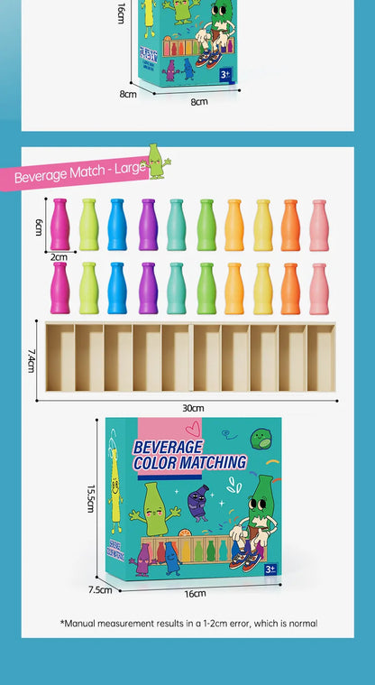 Children's Beverage Color Matching Memory Game - Interactive Board Puzzle Toy