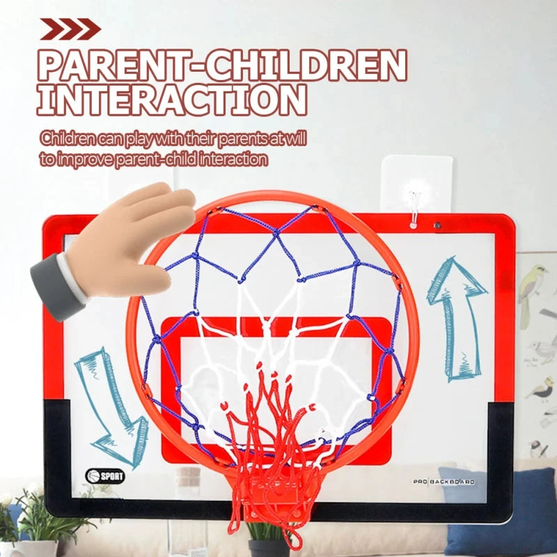 Kids Indoor Basketball Hoop Set - Foldable Over-Door Mini Basketball Game