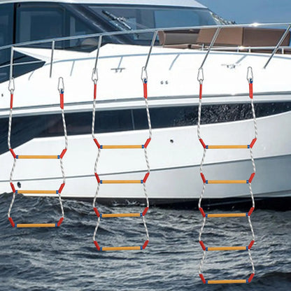Heavy Duty Marine Rope Ladder - Resin Step Boat Ladder for Kayak, Inflatable Boat, Yacht & Water Sports