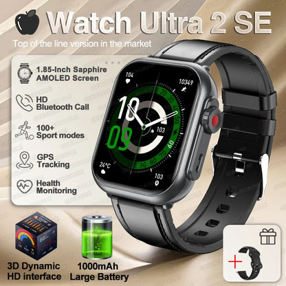 Ultra 2 SE Smart Watch - 1000mAh AMOLED GPS Fitness Tracker with Heart Rate Monitor & HD Calling for iOS & Android