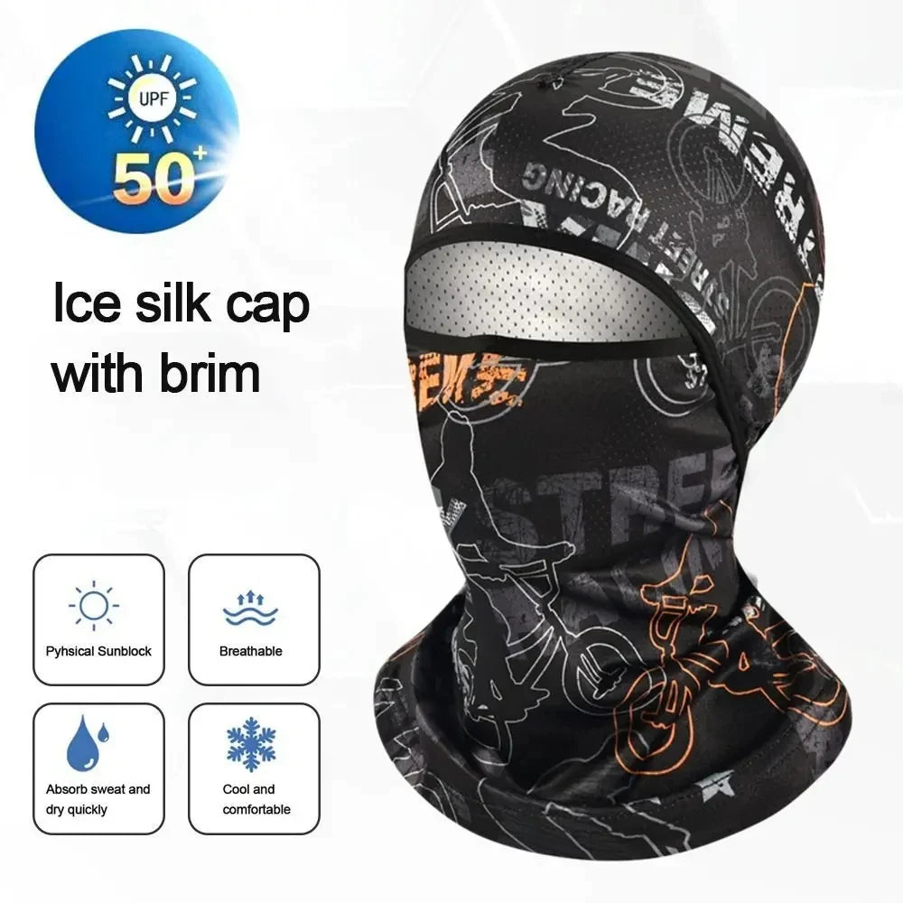 Ice Silk Cycling Balaclava - Full Face Sun Protection Cap for Bike & Motorcycle | Anti-UV Sports Headwear for Men