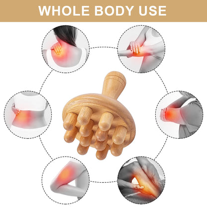 Wood Mushroom Manual Massage Tool - Full Body Gua Sha Massager for Muscle Tension Relief and Fat Reduction