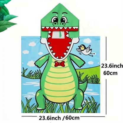 Kids Hooded Beach Towel Poncho with Cartoon Animal Design - Soft Microfiber for Swimming & Water Sports (Ages 3-8)