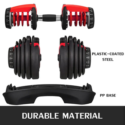 Adjustable Dumbbell Set 24KG - Rubber-Coated Home Gym Equipment with Anti-Slip Handle
