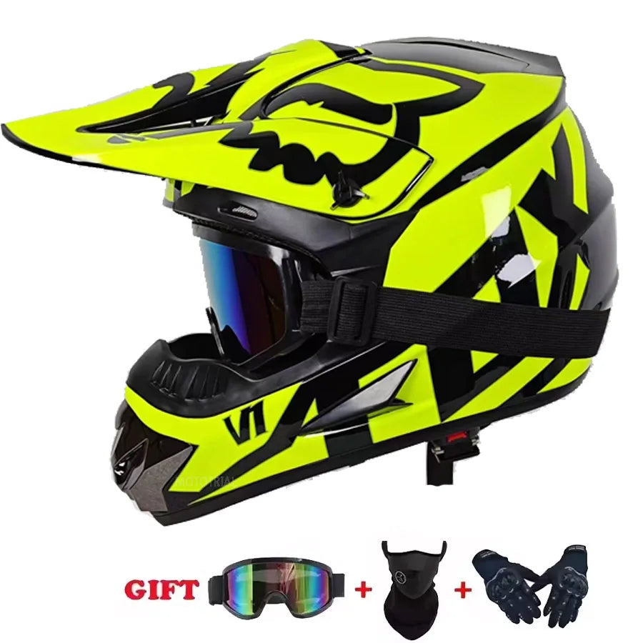 Youth Motocross Full Face Helmet - Kids Off-Road Safety Helmet with DOT Protection