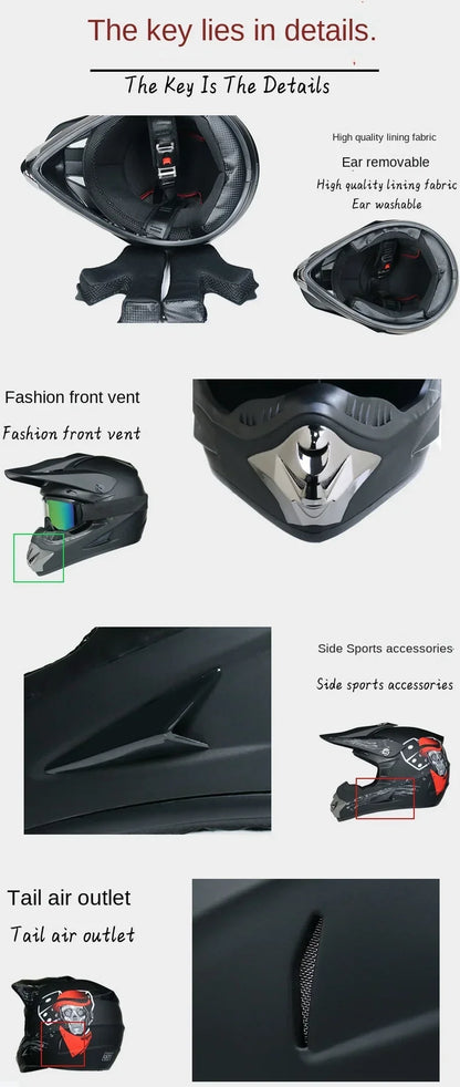 Youth Motocross Full Face Helmet - Kids Off-Road Safety Helmet with DOT Protection