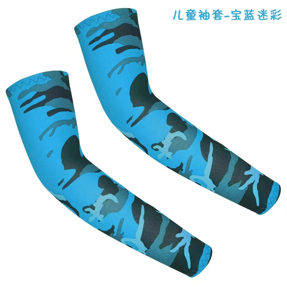 Kids UV Protection Arm Sleeves - Ice Silk Cooling Compression Sleeves for Boys & Girls Outdoor Sports (1 Pair)