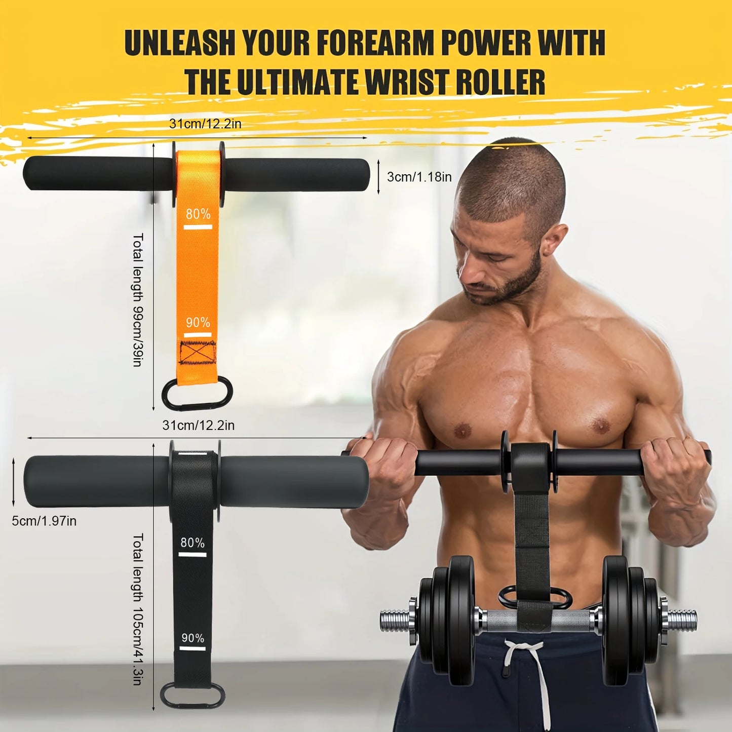 Wrist Roller Forearm Strength Trainer - Durable Home Workout Equipment with Thickened Non-Slip Handle and Adjustable Belt