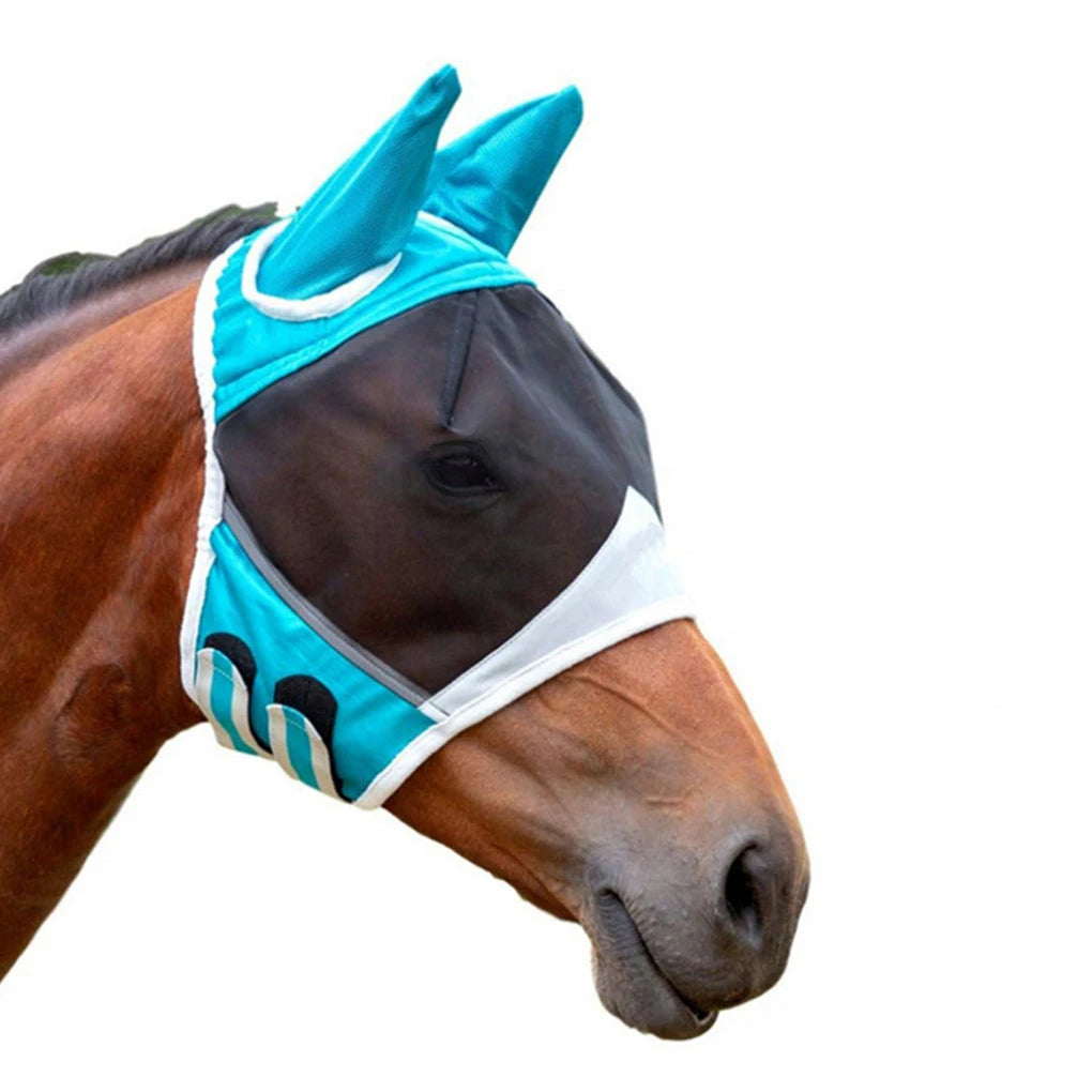Blue Small Horse Fly Mask - Professional Grade Breathable & Adjustable Protection