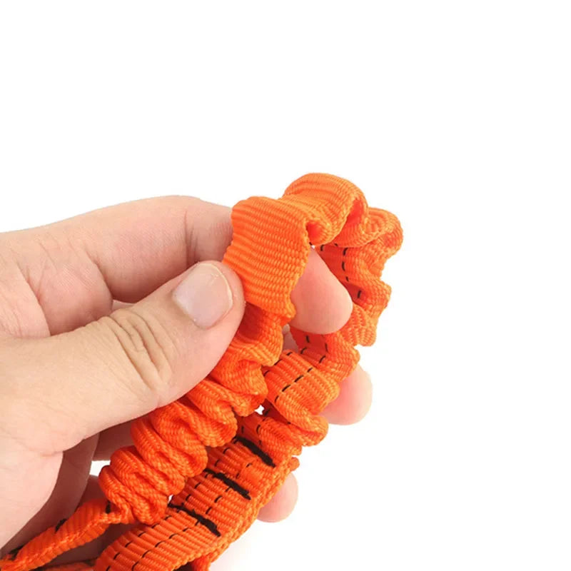 Heavy-Duty Safety Harness for Aerial Work - Elastic Buffer Sling Belt with Anti-Fall Carabiner Hook and Rope Protection System