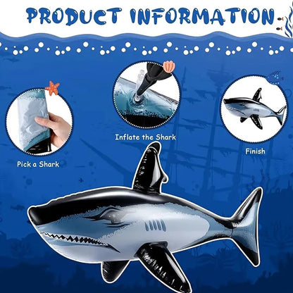 Inflatable Shark Pool Toy - Single Piece Beach Swimming Game Water Sports Gift