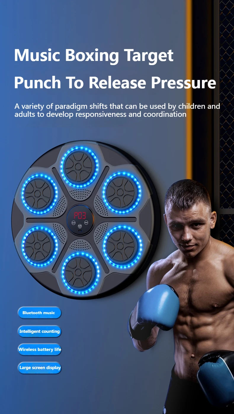 Smart Bluetooth Music Boxing Trainer - Wall-Mounted Electronic Punching Target for Home & Gym