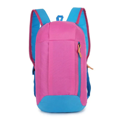 Pink Waterproof Nylon Sport Backpack - Small Gym Duffel Bag for Women Men Kids - Outdoor Fitness Travel Luggage