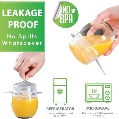 Universal Silicone Food Storage Lids - 6 Piece Set of Reusable Airtight Stretch Covers for Round Dishes & Kitchen Containers