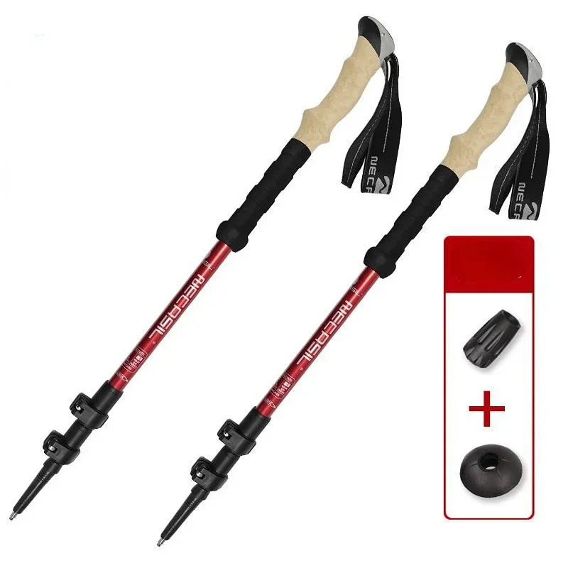Premium Ultralight Telescopic Trekking Poles - 2PCS Adjustable Walking Sticks with Quick Lock System for Hiking