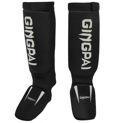 Cotton MMA Shin Guards - Boxing Kickboxing Foot Protection with Instep Ankle Support for TKD Muay Thai Training