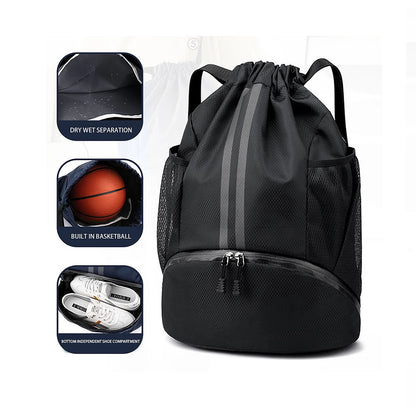 Dry-Wet Separation Sports Backpack - Basketball Swimming Training Bag with Drawstring - Women's Fitness Storage Bag