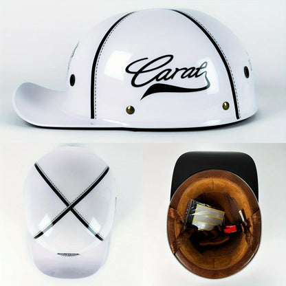 DOT Certified Retro Half-Face Motorcycle Helmet - Baseball Cap Style Cycling Helmet for Men