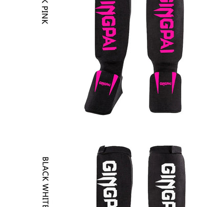 Cotton MMA Shin Guards - Boxing Kickboxing Foot Protection with Instep Ankle Support for TKD Muay Thai Training