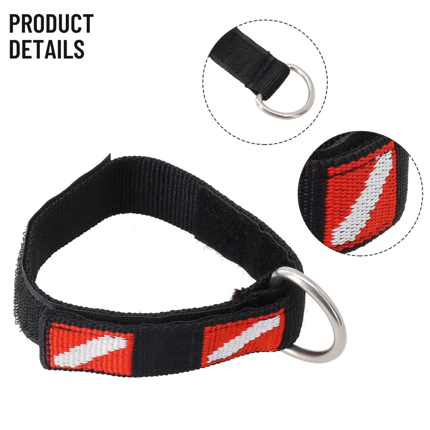 Adjustable Scuba Diving Wrist Lanyard - Metal D-Ring Webbing Strap for Freediving & Swimming Equipment